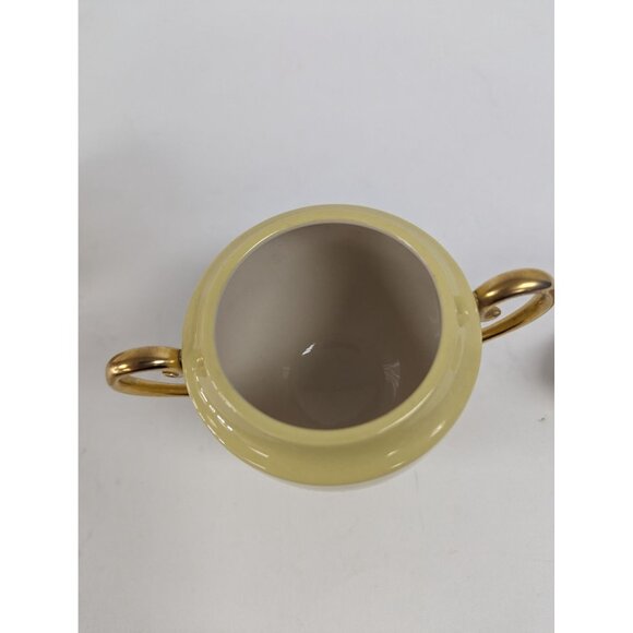 Flintridge Sylvan China Small Sugar Bowl and  Creamer Dish California Yellow - Picture 11 of 12